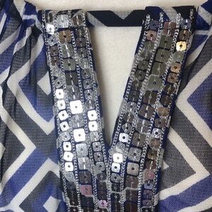 INC International Concepts Blue and White Patterned Top